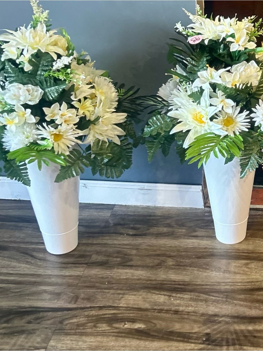 Two Artificial Tropical Arrangement in White Vase - Home Accents